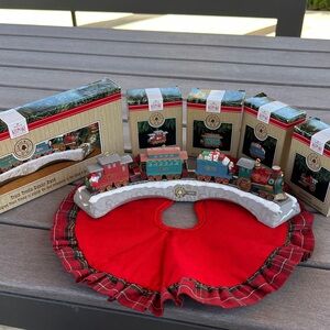 Vintage 1991 Hallmark Keepsake Ornament Holiday Train Set with Stand